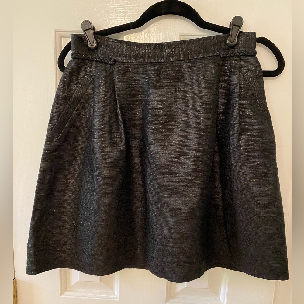 Kate Spade shiny textured black skirt with braid detail 4